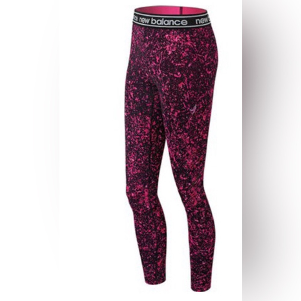 New Balance Women’s Full length Leggings Pink and Black Splatter Size Large